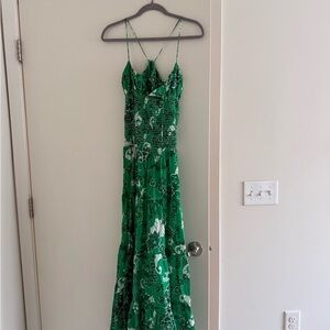 Anthropologie Green Maxi Sundress for Wedding Guest